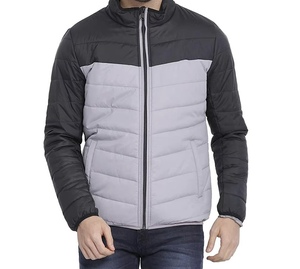 Chaqueta Acolchada para Hombre con Bloques de Color, Cuello Alto, Cierre de Cremallera, Cortavientos, Informal, para Invierno, Largo Regular, Relleno de Poliéster - Product Image 3