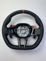 Volant de direction de voiture LCI personnalisé en fibre de carbone et cuir pour modèles à 4 branches et poignée de 50 mm