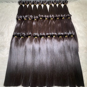 Extensiones de cabello humano virgen vietnamita, extensiones de cabello humano de trama dibujada doble súper de grado 12A, Color negro recto de hueso - Product Image 5