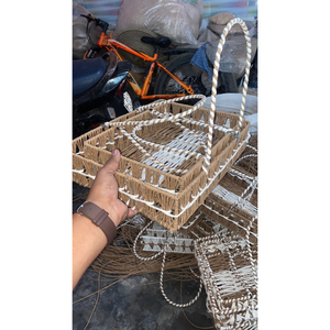 Wholesale Handmade Paper Rope <b>Gift</b> Hamper <b>Basket</b> With Handle Eco-Friendly Woven Storage Organizer For Wedding Return <b>Gifts</b> - Product Image 1