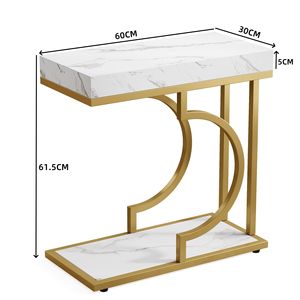 Modern End <b>Table</b> with Metal Frame <b>Narrow</b> C <b>Coffee</b> <b>Table</b> Bedside <b>Table</b> - Product Image 4