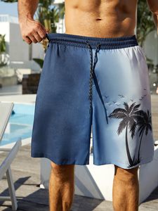 Men Colorful <b>Shorts</b> Tropical Print Elastic Waist Drawstring Beach Summer Casual Holiday Lightweight White top mens summer beach - Product Image 4