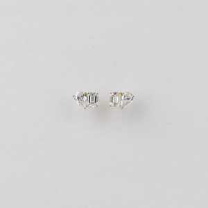 Lab Grown 0.50 CT Each Pear & Emerald Cut Diamond Toi Et Moi <b>Stud</b> <b>Earrings</b> 18k Yellow Gold <b>Fine</b> Wedding Collation For Bride - Product Image 4