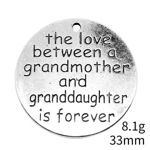 Amuleto de Amor <span class=keywords><strong>Abuela</strong></span>-Nieteta, Disco de Aleación de Plata Antigua de 33x33mm con Mensaje para Joyería de Recuerdo Generacional - Product Image 3