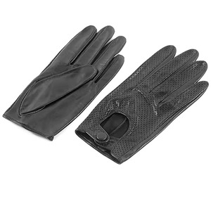 Gants en cuir noir, longueur poignet, style uni, sans doublure, pour un usage quotidien, chaleur hivernale - Product Image 2