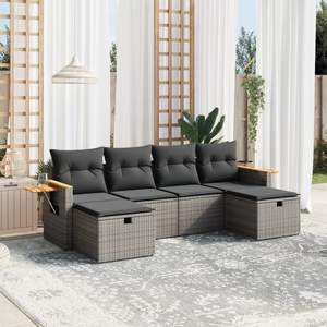 6-Seater Modular Grey PE Rattan Garden Sofa Set Garden Sofas - Product Image 1