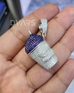 Pendentif Mug Moissanite Iced Out, Breloques pour Tasses à Café, Bijoux pour Enfants, Pendentif en Argent 925, Cadeau pour les Amateurs de Café, Pendentif Barista - Product Image 2