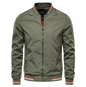 <b>Men's</b> <b>Lightweight</b> Softshell Bomber Flight <b>Jacket</b> Stand Collar Full Zip Casual Stylish Golf Windbreaker for Spring Plain Dyed - Product Image 5