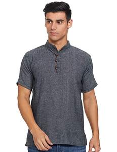 Kurta indien court pour homme 100% coton, design moderne multicolore, matériaux recyclés de haute qualité, exportateur, prix de gros - Product Image 2