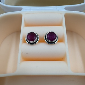 Hot Selling Dyed Ruby <b>Silver</b> <b>Stud</b> Round Handmade 8mm Gemstone 925 Sterling <b>Silver</b> <b>Stud</b> For Her - Product Image 5
