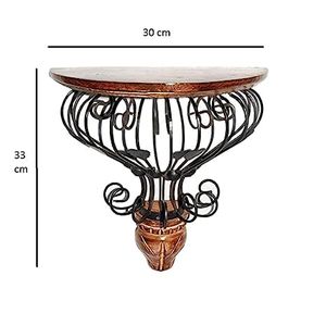 Estante de Pared de Madera y Hierro Forjado - Elegante Soporte para Plantas y Decoración de Jardín para el Hogar y la Sala de Estar, Negro y Marrón - Product Image 2
