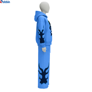 Conjunto Deportivo para Hombre, Estilo Nuevo, Unisex, Azul, con Capucha, Manga Larga, Estampado por Sublimación, Corte Holgado, Informal, para Otoño - Product Image 2