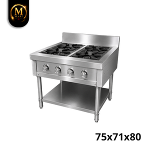 Estufa de Gas de Acero Inoxidable de Alta Calidad, Fabricada en Malasia, con 4 Quemadores Abiertos, para Cocina Comercial, Restaurante, Cafetería - Product Image 3