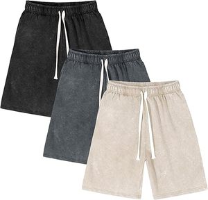 High quality 100% cotton shorts custom logo printed labels <b>embroidery</b> fashion with acid wash shorts for men women training short - Product Image 2