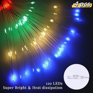 Luci Solari a LED Effetto Fuochi d'Artificio 120 LED IP4X, Luci Fatate a Stella con 8 Modalità di Illuminazione, Alimentate a Energia Solare per Sentieri, Cortili e Decorazioni Esterne - Product Image 4