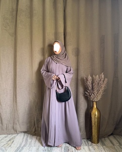 Vestido Abaya Largo hasta el Suelo para Mujer, Color Verde Azulado Sólido, Manga Larga, Cuello en V, Estilo Modesto, Poliéster, Corte Holgado, Uso Diario, Estilo de Oriente Medio - Product Image 3