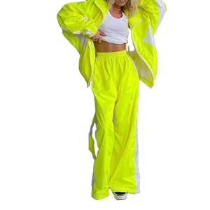 Custom 2025 Women's Full Zipper Casual Track Suit Jogging Windbreaker Jacket Patchwork Windproof Two Piece <b>Pants</b> Set-Unisex - Product Image 5