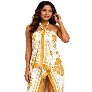 Sarong en rayonne respirante de haute qualité pour femme, paréo de plage, paréo à fleurs hawaïennes, vêtements de plage, vacances, bord de piscine, resort - Product Image 1