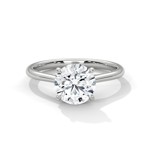 Anillo Solitario de Oro Blanco de 14K con Diamante Cultivado en Laboratorio de Corte Redondo Brillante, Certificado GRA, Anillo de Compromiso con Engaste de 4 Puntas - Product Image 1