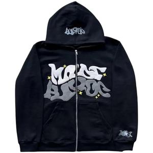 เสื้อฮู้ดซิปผู้ชาย ผ้าคอตตอน 100% หนานุ่ม กันน้ำ พิมพ์ลายพัฟฟ์ด้านหน้าขนาดใหญ่ คุณภาพสูง สไตล์สตรีทแวร์ แฟชั่น OEM - Product Image 6