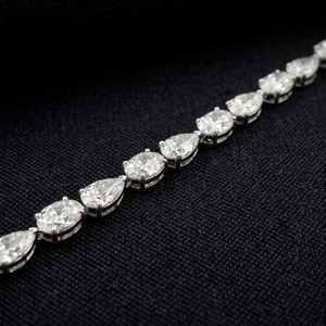 Diamond Tennis Bracelet 10k White <b>Gold</b> Oval Pear Cut Prong Setting IGI Certified Luxury Unisex Gift Jewelry - Product Image 5