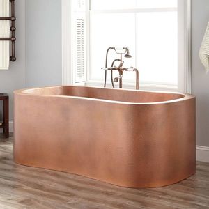 Modern Elegant Oval <b>Hammered</b> Double Wall Copper Bathtub Freestanding Seamless Luxury Eco-Friendly Durable Portable Soaking Tub. - Product Image 2