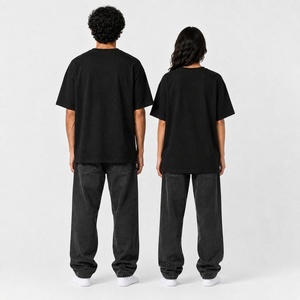 เสื้อยืดโอเวอร์ไซส์สีดำแบบยูนิเซ็กซ์ คอวี แขนสั้น ทรงหลวม สวมใส่สบาย เหมาะสำหรับสตรีทแวร์ลำลอง - Product Image 4
