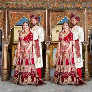 Lehenga Choli Tradicional Étnico Indio-Pakistaní para Mujer, para Bodas y Fiestas, Invierno y Verano, Sin Arrugas, Protección Solar Alta - Product Image 1