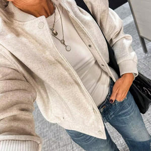 Urban Casual <b>Women</b> Bomber <b>Jacket</b> Custom Smooth Polyester Zip <b>Jacket</b> Apparel For Logo Customization Use - Product Image 4