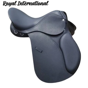 Selle d'équitation anglaise noire en cuir, équipement d'équitation, siège rembourré, dressage, entraînement, confortable, compétition professionnelle - Product Image 1