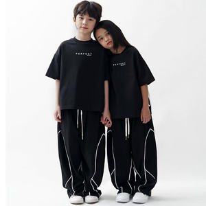 Ensembles de vêtements pour filles, t-shirts de haute qualité, été, 100% coton jersey, couleurs unies, ensembles 2 pièces (t-shirt et pantalon), logo personnalisé - Product Image 3