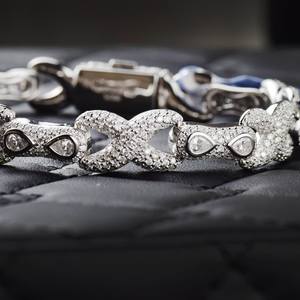 Dvars Diamond <b>Infinity</b> Moissanite Women's <b>Bracelet</b> Iced VVS D Color Solid Gold Plated 925 Sterling Silver Passes Diamond Tester - Product Image 1