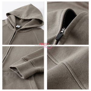 Sweat à capuche unisexe grande taille personnalisé, streetwear uni, fermeture éclair, poids lourd, vente chaude, 445 g/m², 65 % coton, 35 % polyester - Product Image 3