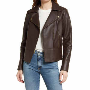 Veste en cuir pour femme, luxe haut de gamme, mode streetwear, production d'usine OEM ODM de haute qualité, douce, durable, confortable et ajustée - Product Image 1