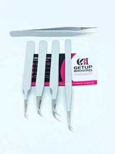 Pince à cils droite en acier inoxydable gris clair avec revêtement en poudre, poignée diamantée 45, vente en gros GETUP BROSONS IMPEX GBI-EET-1460 - Product Image 5