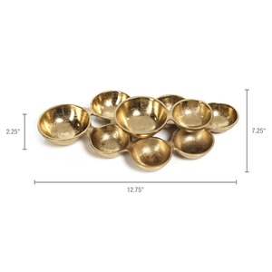 Juego de tazones decorativos de latón dorado de lujo, adecuado para interiores modernos, decoración de mesa y arreglos de centros de mesa, procedente de la India. - Product Image 3