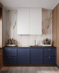 Ensemble d'armoires de cuisine autoportantes SANYANG au design européen moderne en MDF mélaminé UV et bouleau, avec évier intégré, entièrement modulaire et multifonctionnel - Product Image 1