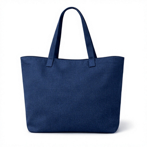 Sac fourre-tout en toile de coton bleu marine extra large, vente en gros, avec impression de logo personnalisé pour le shopping, les voyages et la plage - Product Image 5
