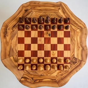 Modern Design Tabletop Use Premium Exclusive Handmade Eco Friendly Wooden Chess <b>Board</b> Natural Rough Edges Finish Decoration use - Product Image 1