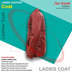 Abrigo clásico de cuero rojo para mujer Estilo de moda para mujer Abrigo de cuero rojo Colección de abrigos de cuero real - Product Image 3