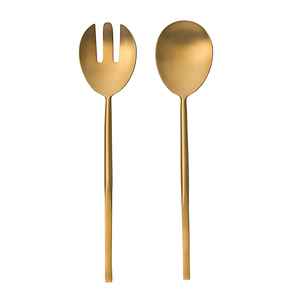 Ensemble de cuillères à salade en acier inoxydable plaqué or, écologiques, fabriquées à la main, nouveau design, compatibles lave-vaisselle, pour la cuisine et les hôtels - Product Image 1