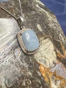 NIKHIL GEMS Pendentif Breloque Rectangulaire Cabochon en Argent Sterling Fait Main, Bleu Ellensburg Naturel, Style Vintage, Unisexe, pour Fiançailles - Product Image 4