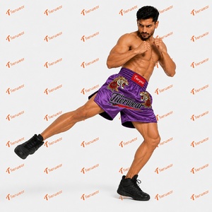 กางเกงมวยไทยยูนิเซ็กซ์ 200 GSM ผ้าซาติน สำหรับกีฬาคิกบ็อกซิ่ง มวยไทย มีช่องด้านข้าง เอวยางยืด น้ำหนักเบา ระบายอากาศได้ดี แห้งเร็ว - Product Image 2
