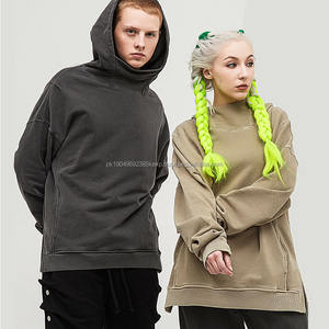 Sudaderas con capucha de algodón 100% de peso pesado de alta calidad para hombre de talla grande lavado personalizado sin logotipo de cuerda cuello enmascarado temporada de otoño - Product Image 1