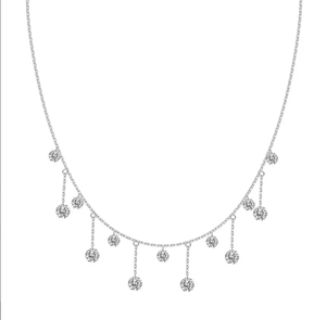 925 Sterling <b>Silver</b> Zircon Drop Pendant Necklace Link Chain Rhodium Plated Fashion Jewelry for Wedding Party Gift - Product Image 1
