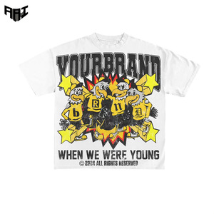 Camiseta con Logotipo Personalizado, Estilo Vintage, Corte Holgado, Impresión DTG, para Hombre, 100% Algodón Pesado, Ropa Casual Urbana, Marca Estadounidense - Product Image 1