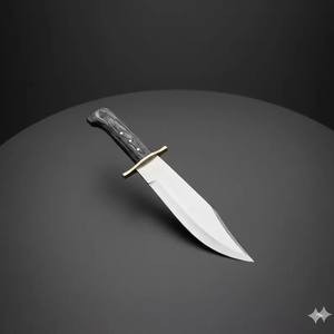 Cuchillo Bowie de Acero de Damasco Hecho a Mano con Punta Clip, Guarda de Latón Fija, Mango de Madera, para Uso Exterior, Proveedor Mayorista EE. UU. - Product Image 1