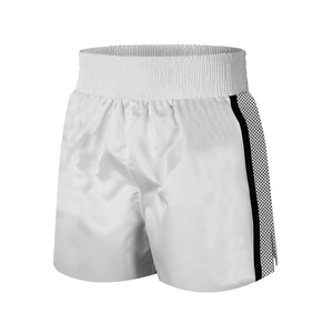 Shorts blancs respirants pour hommes avec bande latérale noire, taille élastique, décontractés, en polyester tissé - Product Image 3