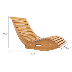 Sedia a dondolo da esterno in legno di teak 51.25x23.5x23.5 con seduta a doghe per rilassarsi in giardino, parco o appartamento - Product Image 3