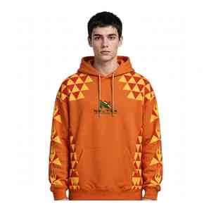 Sudadera con Capucha Unisex NEXTEX, Diseño de Llama Triangular, Color Rojo Anaranjado, Felpa de Algodón Suave y Cálida, con Estampado Gráfico - Product Image 1